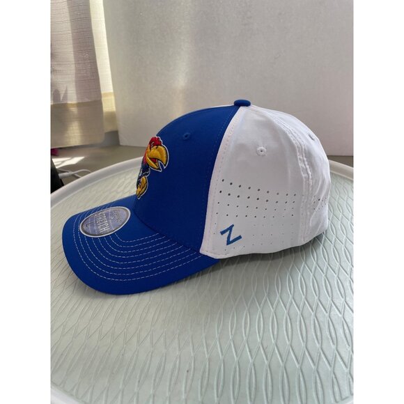 Zephyr Kansas Jayhawks KU Stretch Fit Hat Large Royal White Outdoor College NEW - Picture 2 of 5